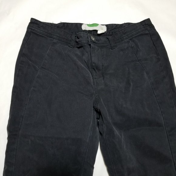 Anthropologie Black Mid Rise Skinny Ankle Pants w/ Button Cuffs - Picture 4 of 6